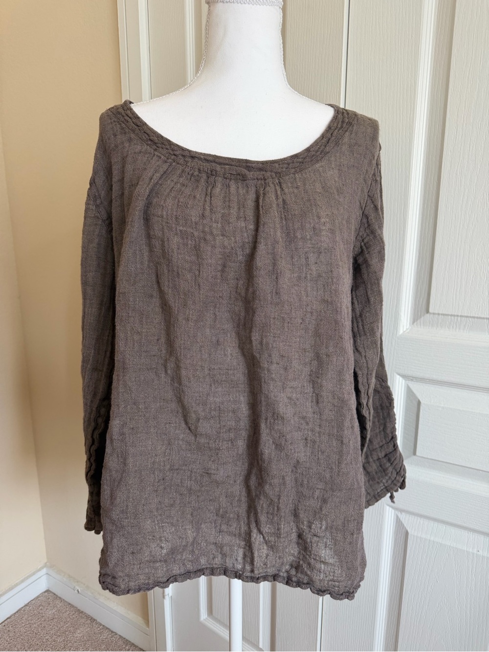 FLAX Brown Linen Top